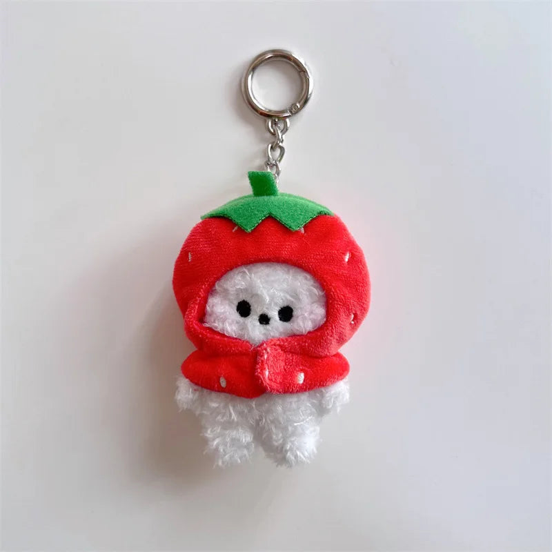 Kawaii BT21 Fruit Head Cover Series Plush Pendant Anime Cute Cartoon Bag Pendant Accessories Plush Keychain Birthday Gift