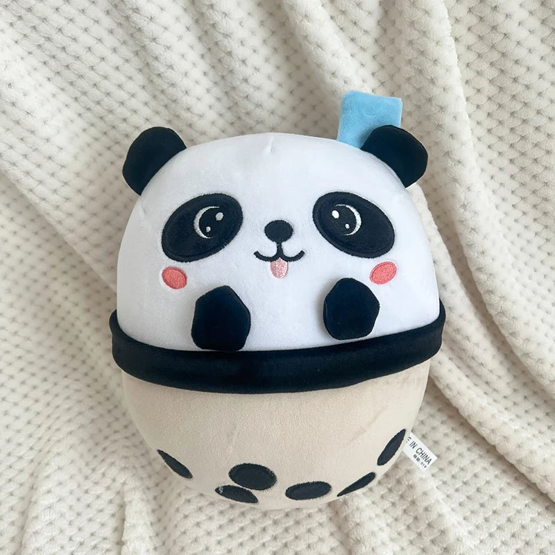 Cute Milk Tea Cup Animal Plush Toy Stuffed Panda Polar Bear Shark Doll Soft Bubble Tea Cats Plushies Kawaii Birthday Gifts