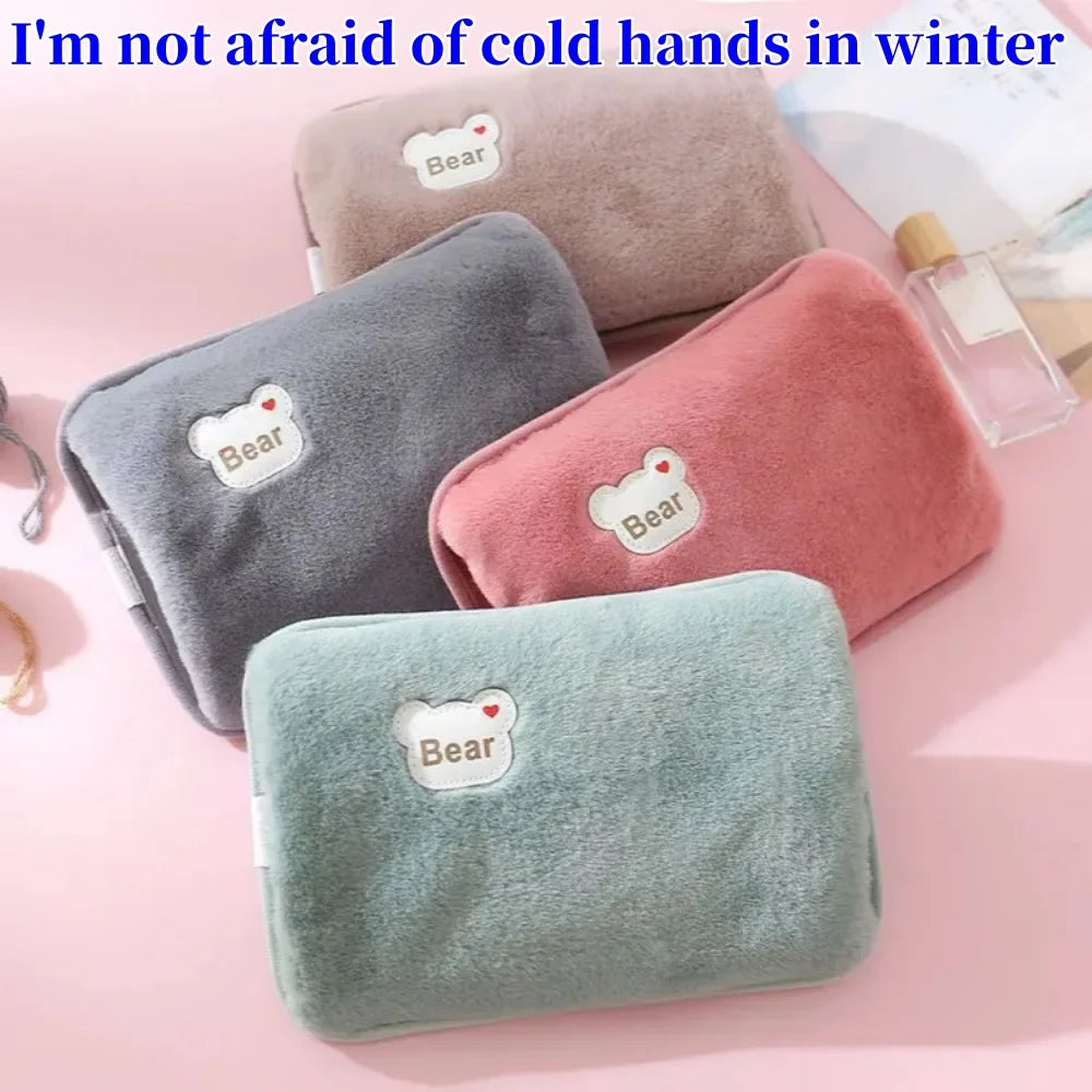 Electric Hot Water Bag Reusable Plush Hot Water Bottle EU Plug Charging Heating Water Bags Winter Warm Hand Pocket