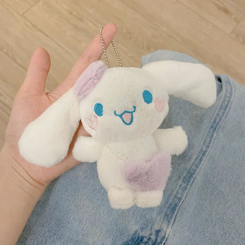 Sanrio Cute Cartoon Girl Heart Cinnamoroll Plush Pendant Toy Car Keychain Backpack Doll Small Doll Hanging Chain Jewelry