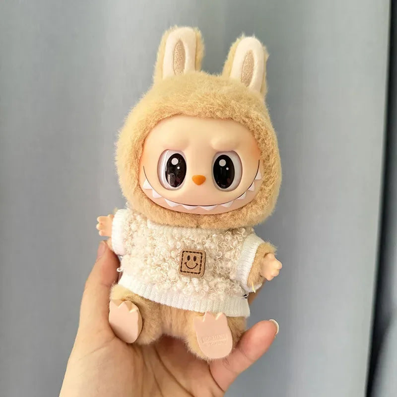 For 1st/2nd generation Labubu clothes sitting party baby clothes circle face shirt Mini Plush Doll'S Clothes Outfit Accessories