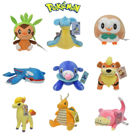 Kyogre Original Rowlet Pokemon Plush Toys Growlithe Chespin Slowpoke Dragonite Popplio Rowlet Soft Stuffed  Anime Dolls