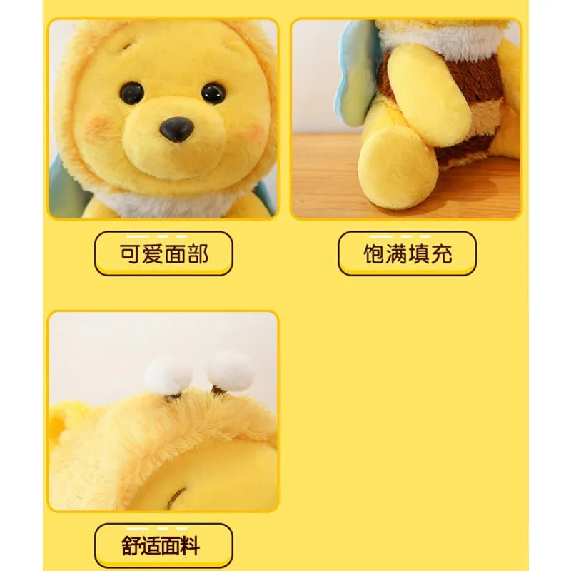 35/45CM Genuine Disney Bee Winnie The Pooh Plush Toys Pillow Kawaii Anime Bear Stuffed Doll For Children's Birthday Gifts