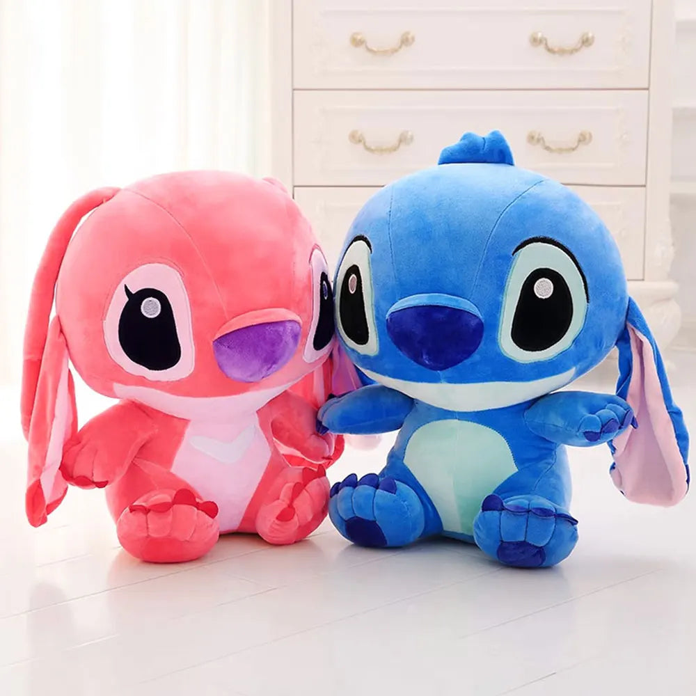 25CM Kawaii Disney Lilo & Stitch Couple Plush Doll Toys Cute Anime Pink Angel Models Stich Plush Baby Toys Kids Birthday Gift