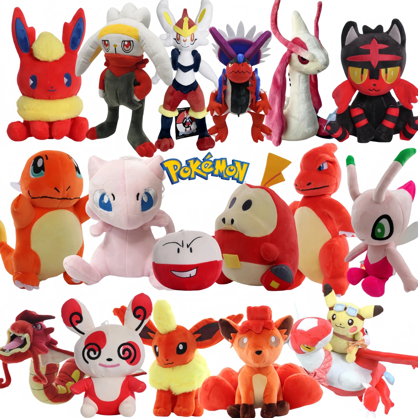 70 Types Pokemon Plush Pikachu Toys Cinderace Celebi Red Latias Flareon Koraidon Litten Charmeleon Stuffed Doll Milotic Plushies