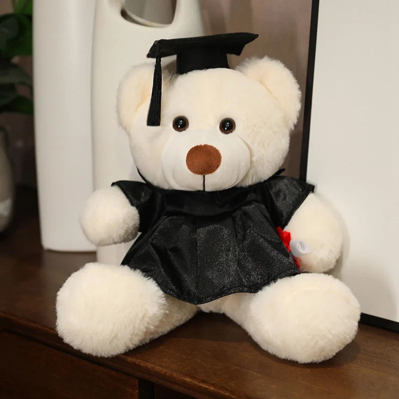 33cm High Quality Cute Graduate Dr. Bear Plush Toy Stuffed Teddy Bear Kawaii Toys for Kids Student Funny Graduation Gift