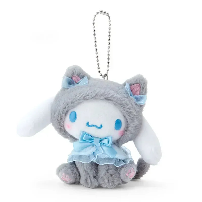 12Cm Sanrio Plush Keychain Hello Kitty Cinnamoroll My Melody Kuromi Small Panda Series Kawaii Plush Toys Backpack Accessories