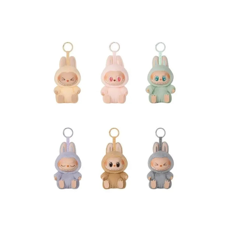 1:1 Replica Labubu 2nd  Generation Rubble Sitting Party Vinyl Plush Pendant Bag Keychain Doll Collection Decoration Collectible