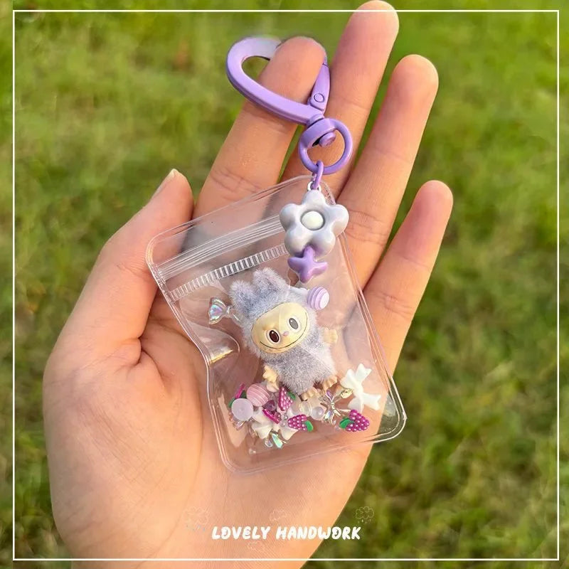 New Erchuang Plush Mini Labubu Rubble Vinyl Cute Grain Baby Walk Bag Mobile Pendant Cute Keychain Gift