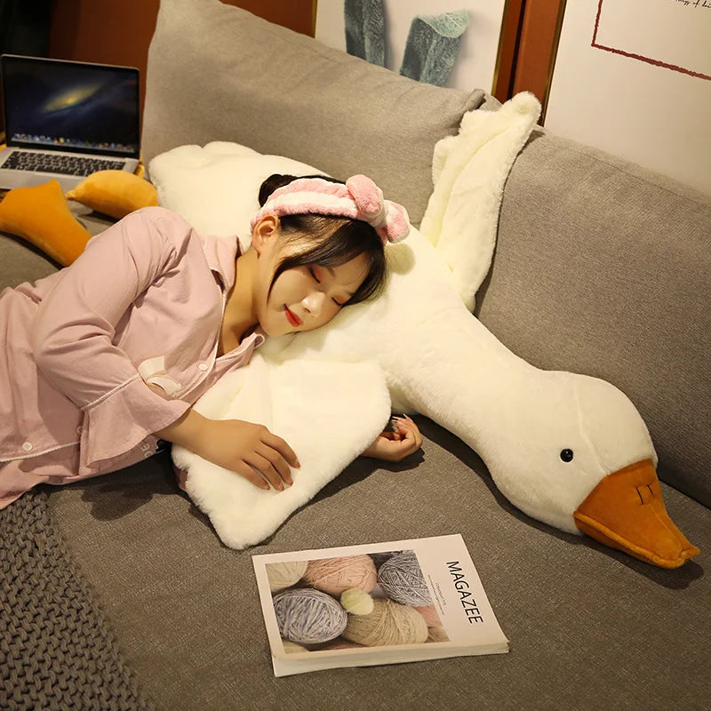 190cm Huge Duck Plush Toys Cute Big Goose Sleeping Pillow Cute Giant Duck Sofa Cushion Soft Stuffed Animal Doll Gift for Kids