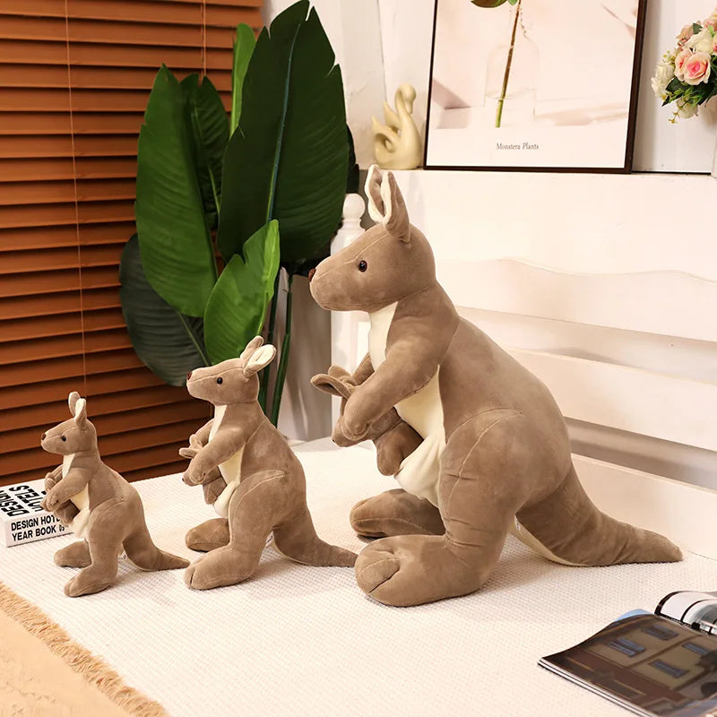 3Sizes Simulation Kangaroo Plush Toy Kangaroo Mother With Baby Cute Appease Doll To Send  Children's Birthday Gift Sofa Decor