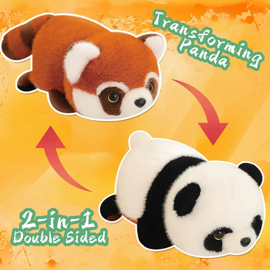 Double-Sided Flip Panda Toy Red Panda Transform Plush Doll 2-in-1 Raccoon Flip Change Transform Panda Soft Pillow Children Gifts