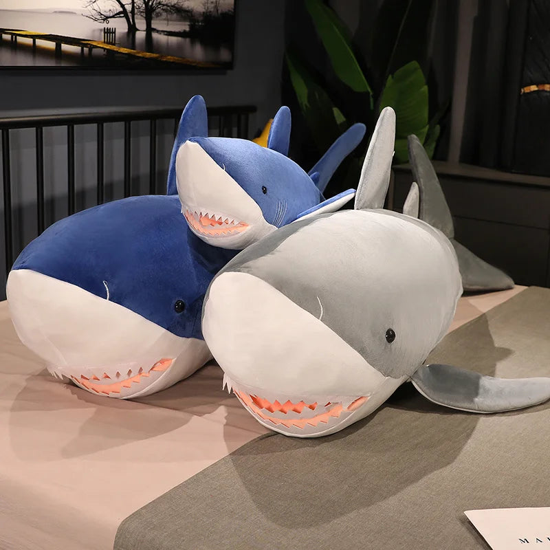 60/90/110cm Cute Shark Plush Toy Soft Stuffed Sleeping Animal Reading Pillow for Birthday Gifts Cushion Doll Gift