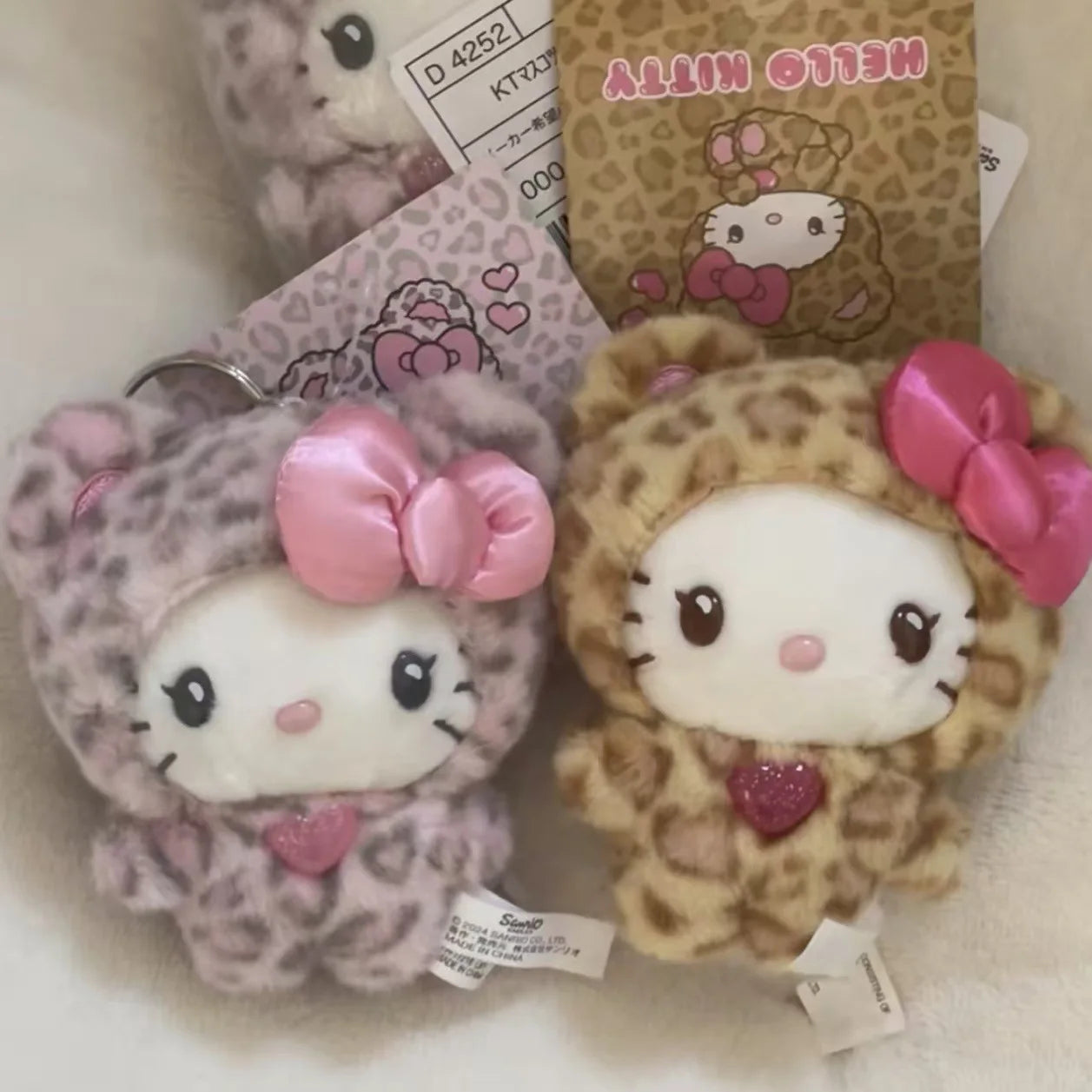 Sanrio Leopard Bear Series Hello Kitty Cinnamoroll My Melody Plush Toys Cute Bag Doll Pendants Girls Birthday Gifts