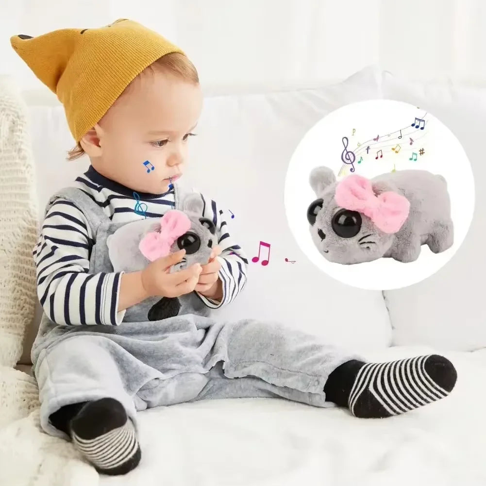 New Kawaii Sad Hamster Brinquedo de pelúcia musical infantil de pelúcia fofa, bonecas infantis, presente de Natal e aniversário