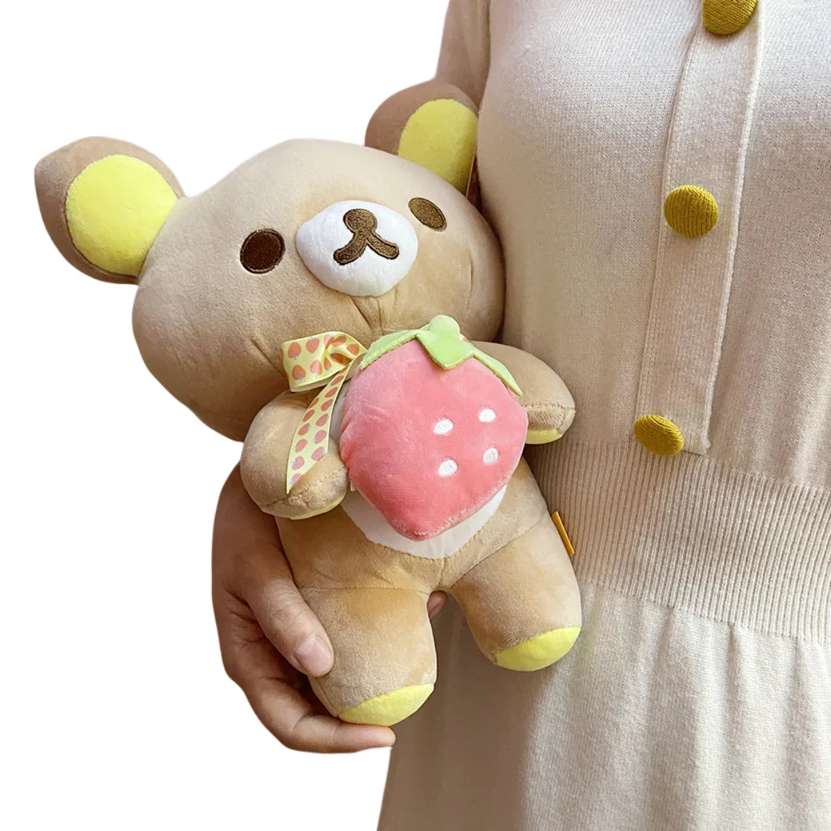 Strawberry Rilakkuma Plush Kawaii Anime Brown Bear Pelcuhe Teddy bear Stuffed Doll Cute Couple Toys Present Birthday Gifts