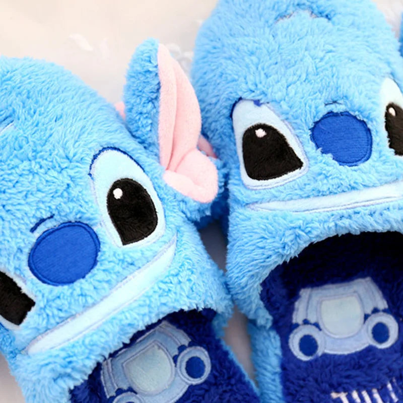 Disney Cartoon Plush Slippers In Autumn And Winter Creative Alien Stitch Winnie The Pooh Soft Home Slippers 35-38 Yards Unisex