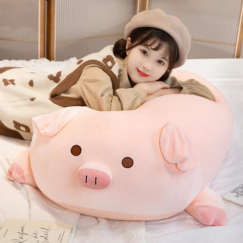 Kawaii Pink Piglet Plush Toy Stuffed Animal Cute Pig Soft Doll Giant Sleeping Pillow for Girl Christmas Birthday Gift Room Decor