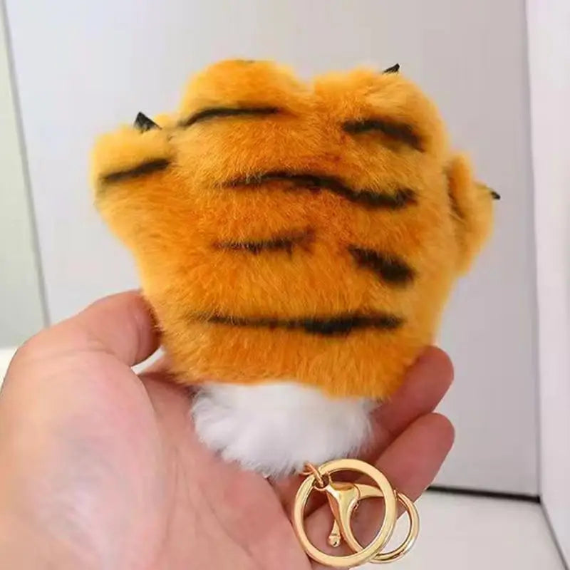 Tiger Paw Keychain Cute Stuffed Tiger Paw Keychain Portable Cartoon Paw Plush Backpack Decorative Charm For Thanksgiving Easter