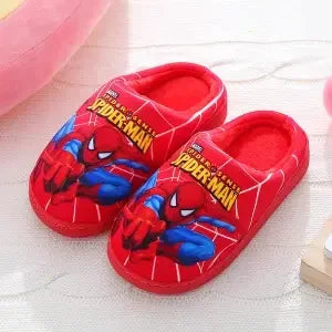 Disney Cartoon Printed Spider-man Cotton Slippers For Children's Shoes Fashion Style Warmth Winter Indoor Kids Boys Slipper