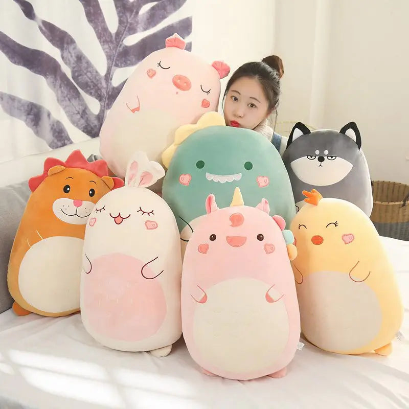 Squish Pillow Plush Toy Animal Kawaii Unicorn Dinosaur Lion Soft Big Pillow Buddy Stuffed Cushion Valentine's Gift For Kids Girl