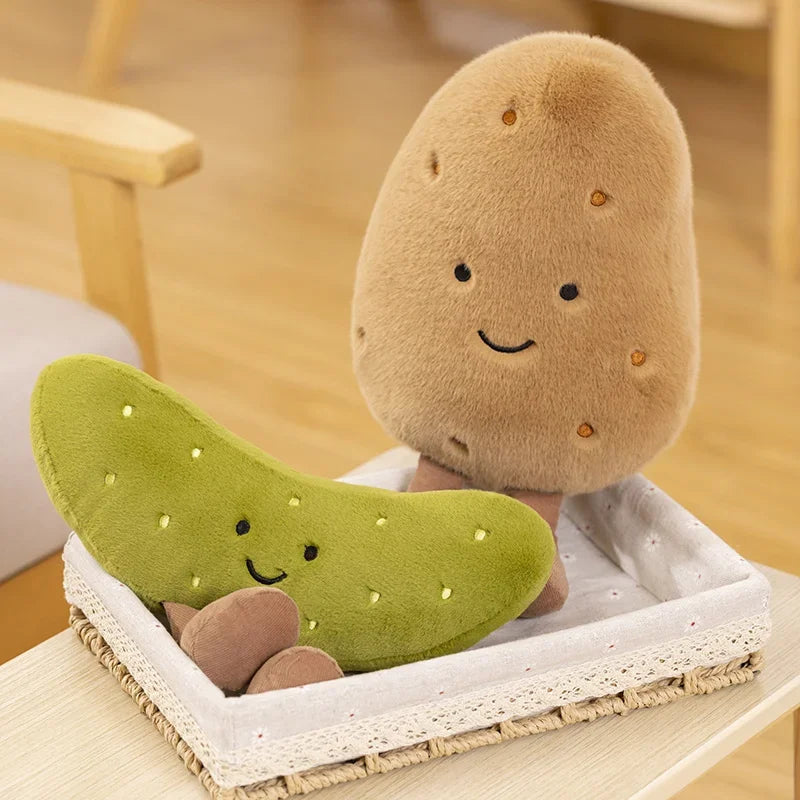 10/26cm Kawaii Potato Plush Toy Cute Sour Cucumber Dolls Plushie Stuffed Vegetable Toys Kids Baby Birthday Gift Valentine Easter