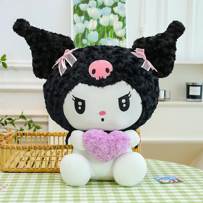 55cm Sanrio Kuromi Plush Toys Soft Filling Plush Doll Girl's Bed Companion Sleeping Room Decoration Doll Gifts for Kids