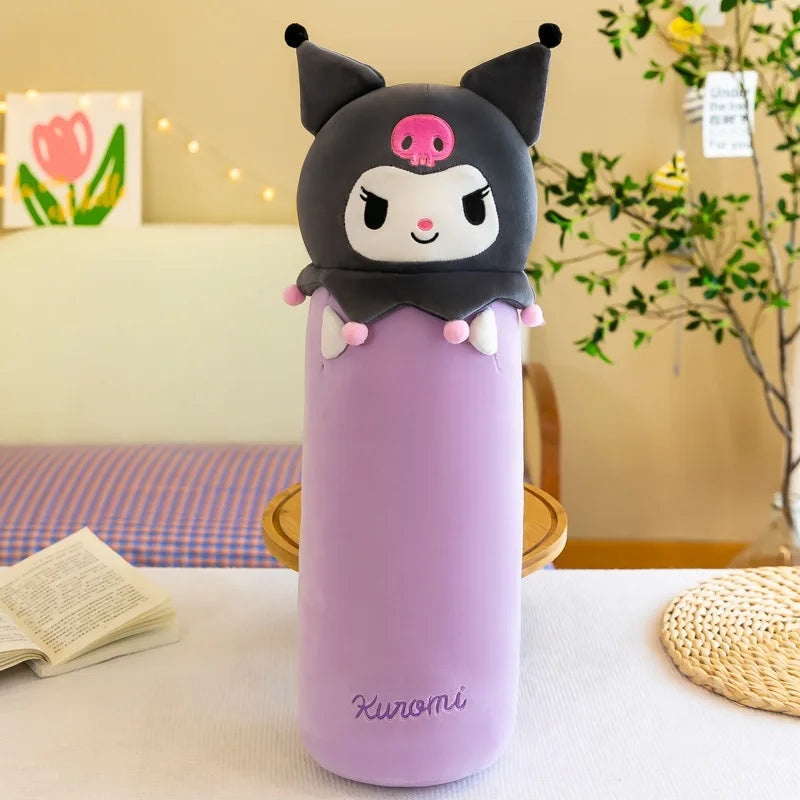 MINISO 60CM Sanrio Plush Kuromi Long Pillow Plush Toys Kawaii Soft Comfortable Cushion Cartoon Kids Girls Sleeping Gifts