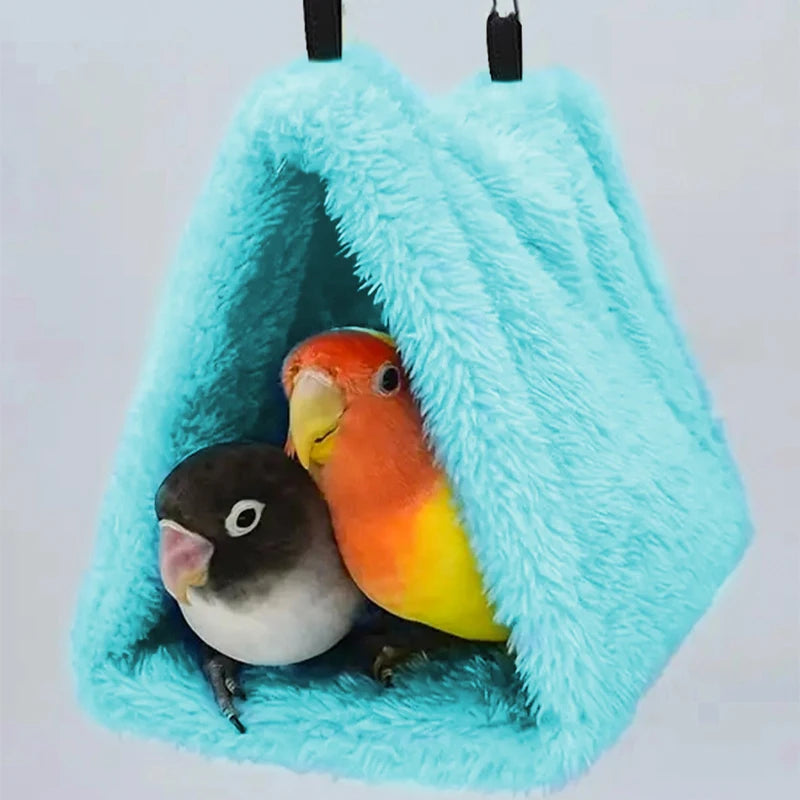 Winter Pet Bird Parrot Cages Warm Plush Hammock Hut Tent Bed Hanging Cave for Sleeping and Hatching Bird Accessories