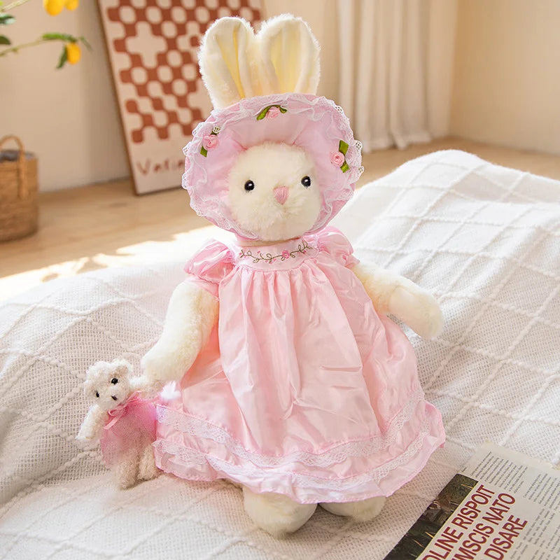 25/40cm Lovely Teddy Bear Bunny Wearing NightdressPlush Toys Stuffed Dolls For Baby Girls Children Girl Birthday Xmas Present