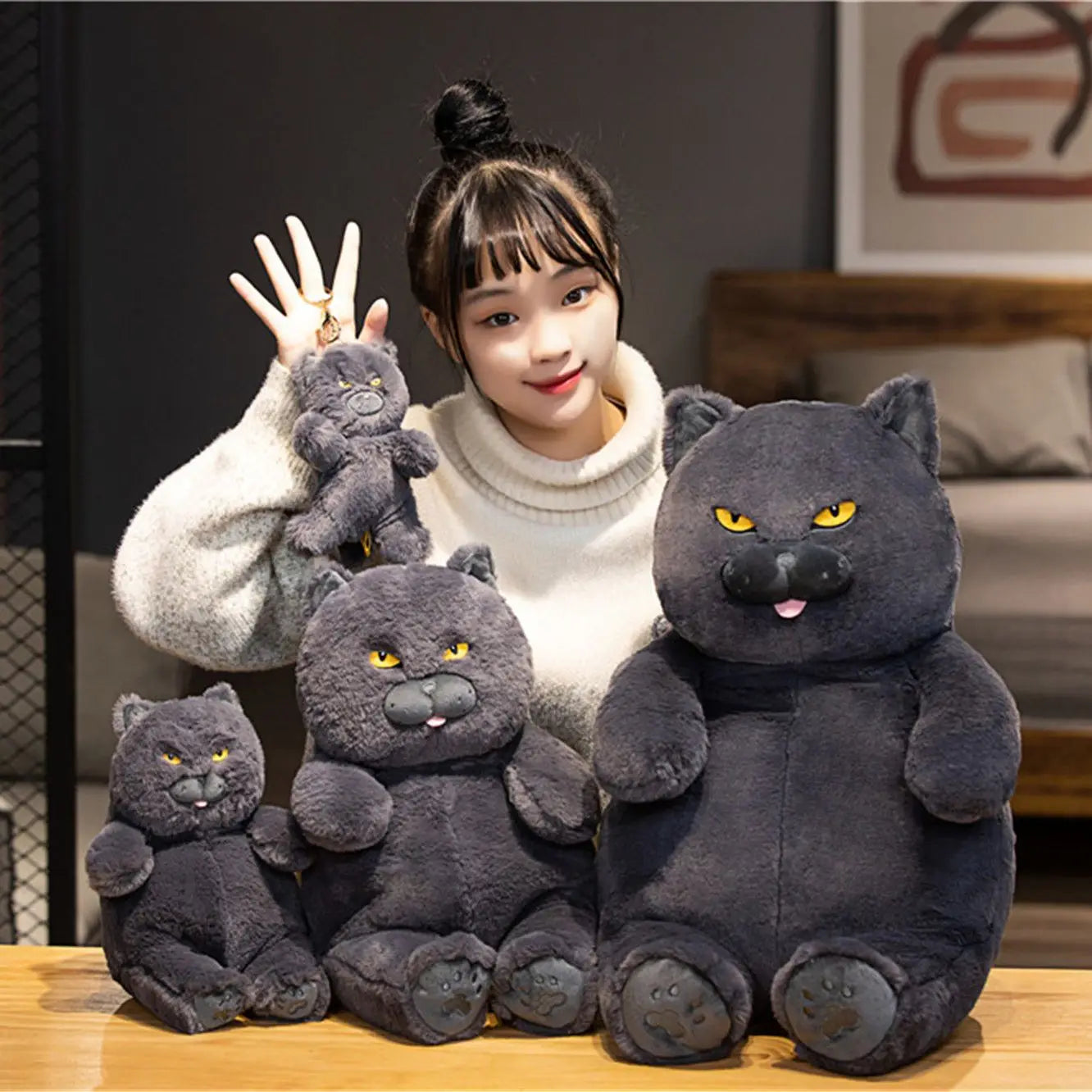 30/45/60cm Lovely Chubby Plush British Shorthair Cat Toys Soft Stuffed Animal Cat Dolls Kids Sleeping Cushion Nice Birthday Gift