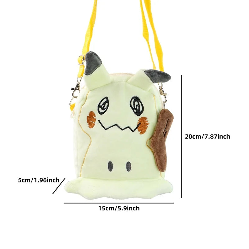 Pokemon Plush Toys Crossbody Bag Cute Gengar Rowlet Pikachu Lucario Eevee Mimikyu Fashion Mobile Phone Bag  Peluche Dolls Gifts