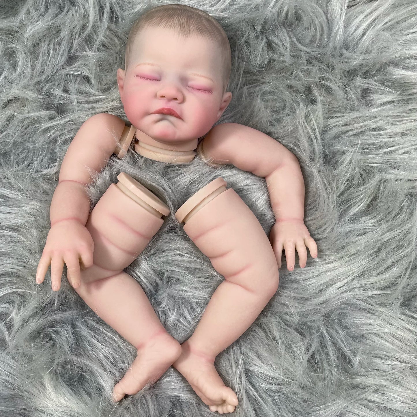 20inch Already Painted Reborn Doll Parts August Sleeping Baby 3D Painting with Visible Veins Cloth Body Included