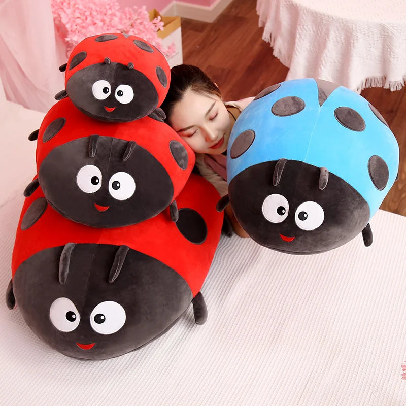 Simulation Bee Insect Plush Toy Soft Cute Red Ladybug Doll Huggable Ladybird Pillow Chair Cushion Girls Kids Birthday Gifts