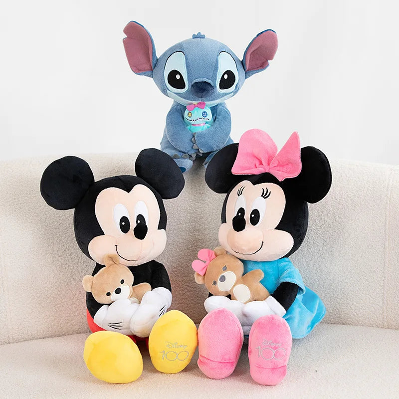 Disney Original High Quality Lovely Minnie Mickey Mouse Stitch Plush Toy Limited Collect Plushies Cuddly Appease Doll Xmas Gifts