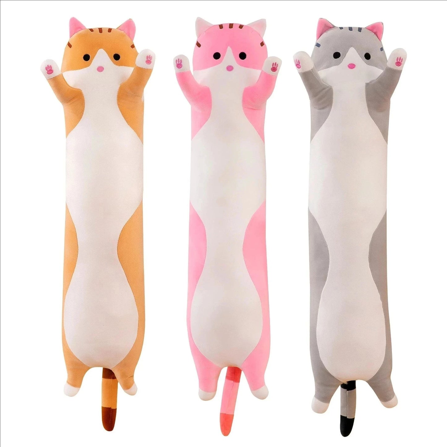 Cute 50cm Cat Plush Toy Long Pink Brown Grey Sleeping Cats Leg Pillow Squishy Little Animal Doll Appeasing Plushie Gift