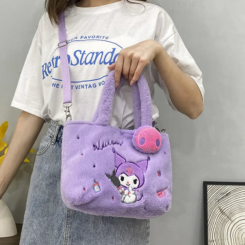 Sanrio Hello Kitty Handbag Kuromi Cinnamoroll Single Shoulder Cross body Bag Plush Backpack Cute Girl Gift Movie Peripherals