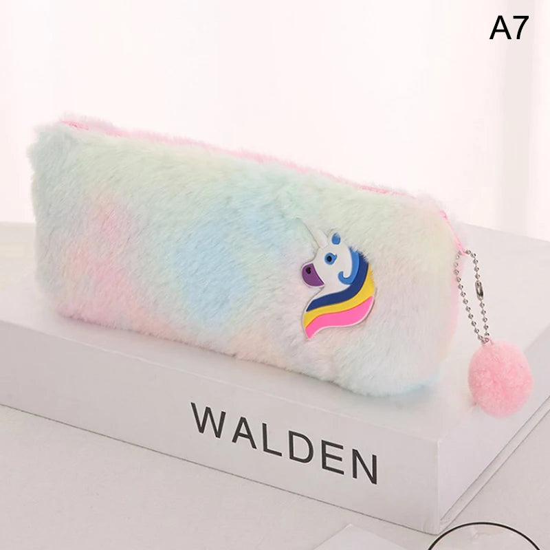 Kid Embroidery Unicorn Plush Crossbody Purses And Handbags Little Girls Rainbow Fluffy Purse Cute Cartoon Furry Shoulder Bag