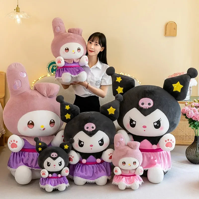 80cm 65cm Big Size Sanrio Kuromi My Melody Anime Plush Stuffed Doll Cartoon Character Room Decoration Bed Pillow Holiday Gift