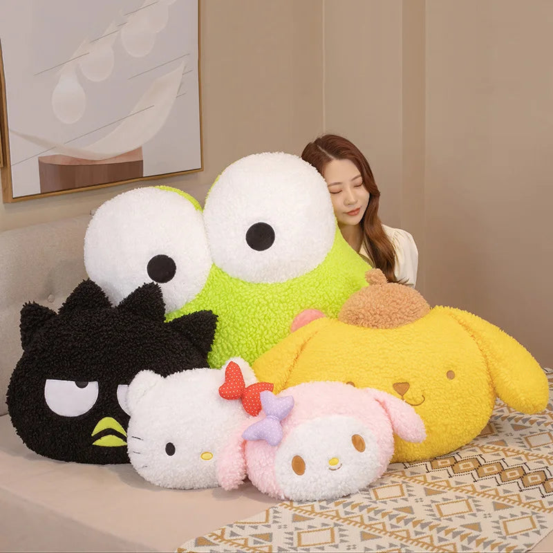 Big Size Sanrio Hello Kitty My Melody Plush Toy Stuffed Anime Badtz Maru Keroppi Back Cushion Sanrio Pillow Xmas Gifts Girl