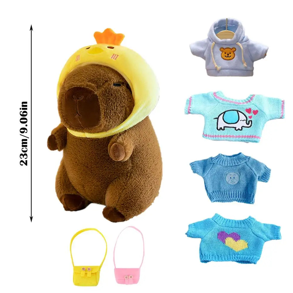 23cm Dress Up Capybara Plush Dolls With Clothes Accessories Stuffed Plush Animal Capybara Doll Cartoon Capybara Plush Figurine