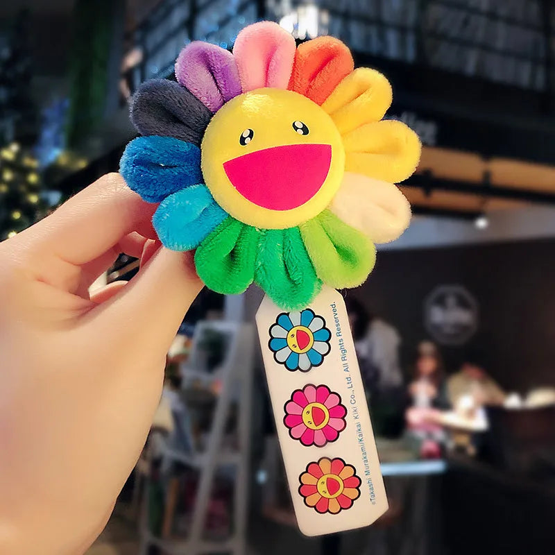 Korean Style Anime Rainbow Color Flower Brooch Backpack Pendant Carry With You Trendy Toy Anime Merchandis Birthday Gift Holiday