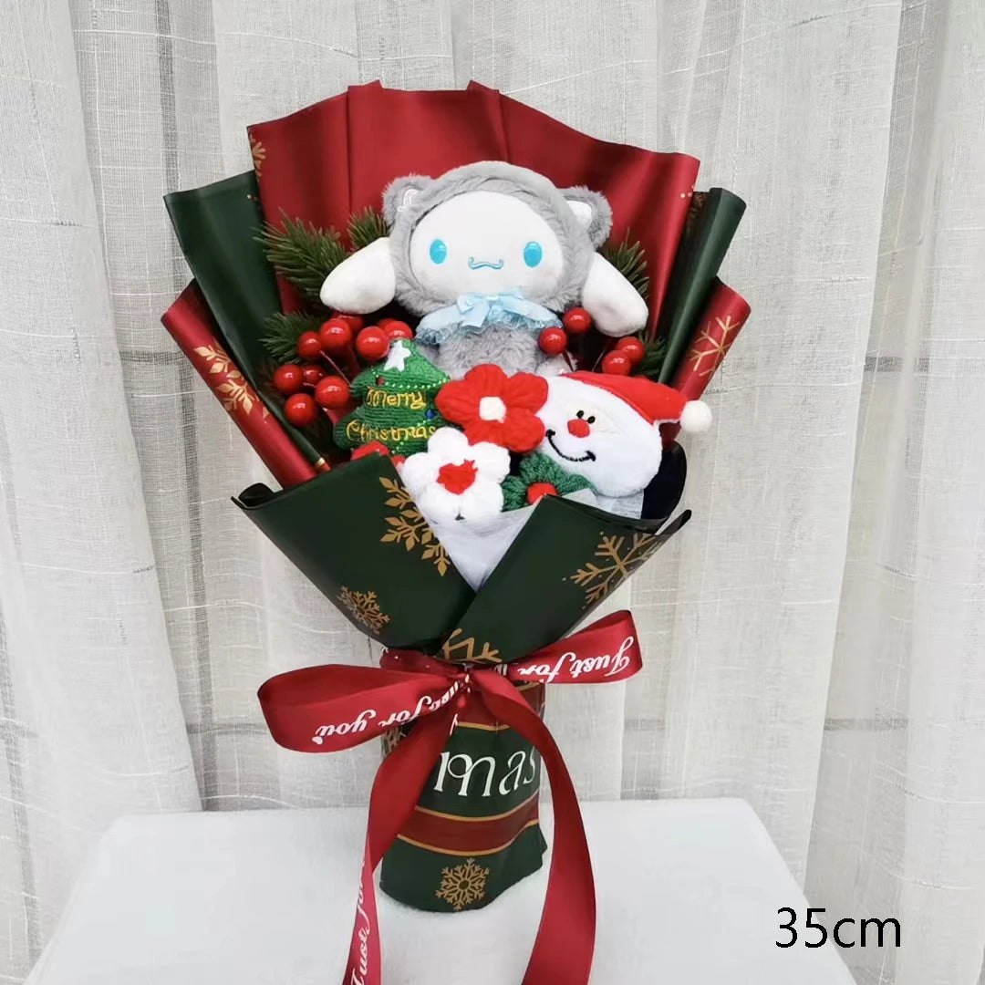 Anime Christmas Kuromi My Melody Cinnamoroll Hello Kitty Plush Doll Toy Cartoon  Bouquet Woman Valentine's Day Girls Gifts