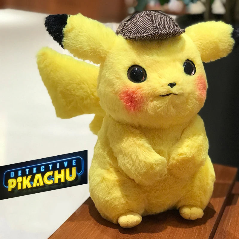 28CM Pokemon Plush Toy Detective Pikachu Plush Cute Dolls Movie Anime Stuffed Cartoon Kawaii Pokémon Girl Birthday Kids Toy Gift