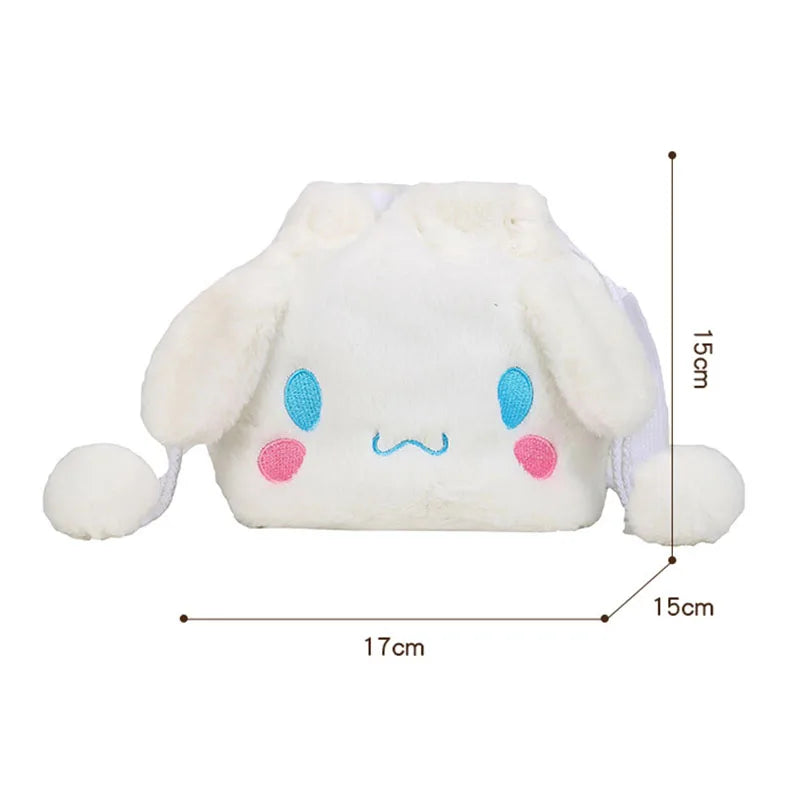 Sanrio Plush Shoulder Bag Cartoon Anime Kuromi Portable Drawstring Bag Cinnamoroll Plushies Toy My Melody Diagonal Package Gift