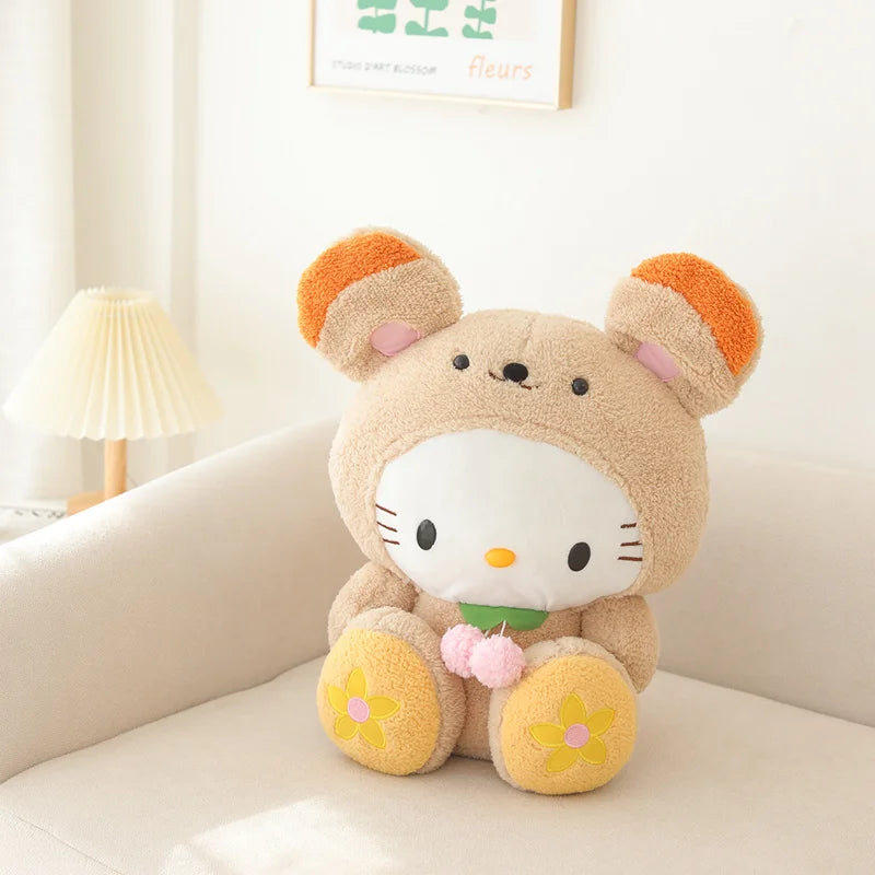 Sanrio Hello Kitty Kuromi Plush Toys Melody KT Cat Sofa Pillow Chopper Hello Kitty Stuffed Plushies Anime Cosplay Doll Xmas Gift