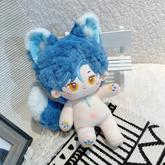 20cm Cotton Doll Blue Hair Fox Ears Tail Sirius Idol Star Dolls Cute Stuffed Plush Toys Doll Plushies Toys Fans Collection Gifts