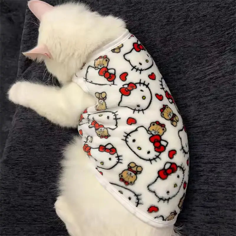 New Kawaii Hello Kitty Cat Sweater Costume Winter Warm Pet Clothes For Cats Pullover Mascotas Clothing Gatos Products For Animal