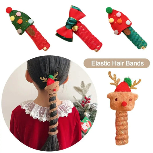 Hair Band Kids Children Telephone Wire Hair Ties Plush Hair Rope Xmas Gift Spiral Coil Bands Ponytails Hair Accessories