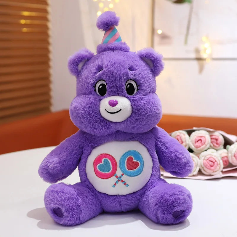 38CM MINISO Disney Carebear Colorful Plush Toy Rainbow Bear  Sleeping Doll Rag Doll Comfort Bear Pillow Companion Birthday Gift